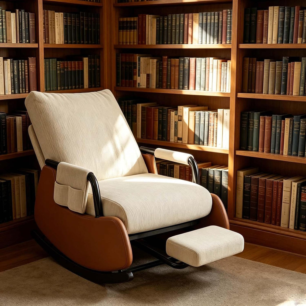 Detachable Footrest Rocking Chair,Rocking Chair with Foot Rest | Foldable Adjustable Indoor Reclining Rocker