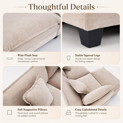 41" Oversized Chair with Ottoman, Chenille Reading Chair and a Half, Deep Seat Comfy Armchair with Pillows for Living Room, Bedroom, Apartment, Home Office (Coffee)