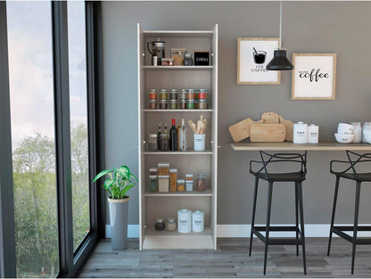 Multistorage Pantry Cabinet, 5 Shelves, Double Doors - Pearl