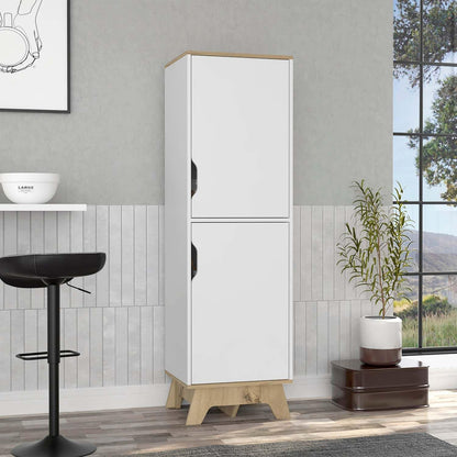 British Single Kitchen Pantry, Four Storage Shelves, Double Doors Cabinets for Kitchen Organization & Stylish Storage Solutions