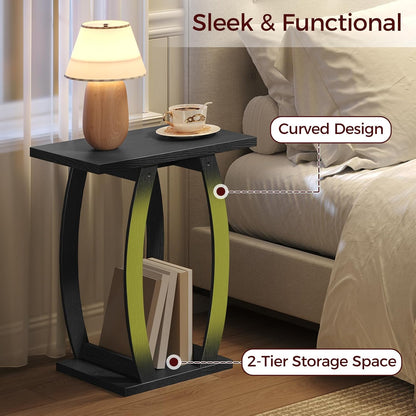 MAHANCRIS End Tables Living Room Set of 2, Side Table Beside Sofa, Black