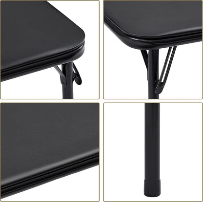 VECELO Folding Card Table and Chair Set of 5 Portable with Padded Tabletop, No Assembly Required, Black