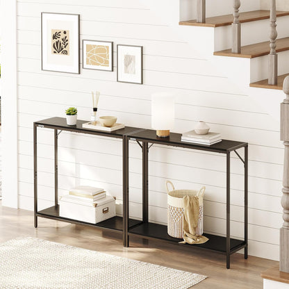 MAHANCRIS 30" Narrow Console Table, 2-Tier Small Entryway Table with Shelf, Thin Sofa Table with Shelves, Behind Couch Table for Living Room, Hallway, Foyer, Corridor, Office, Black CTHB27601