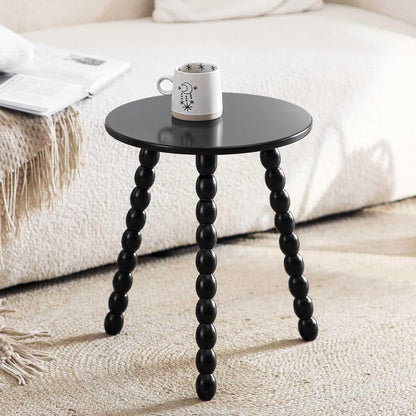 Round Side Table, Solid Wood Small End Table for Small Space, Accent Table Nightstand Modern Table for Living Room Bedroom Office Couch