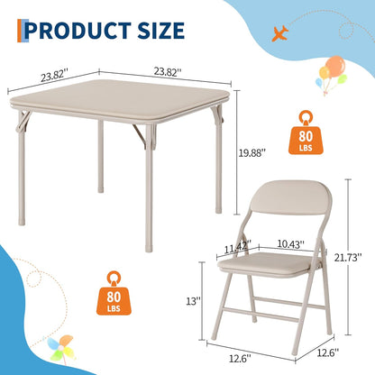 GAOMON 3 Piece Set Folding Table and Chairs Set, Boys and Girls Activity Table and Chairs Set for Dining Room,Daycare,Classrooms