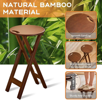 Folding Bar Stool 24.8 Inches Foldable Kitchen Bar Stool for Adults Counter Height Barstools Backless Folding High Stools for Outdoor Kitchen Island with Handle and Chair Cushion (1)