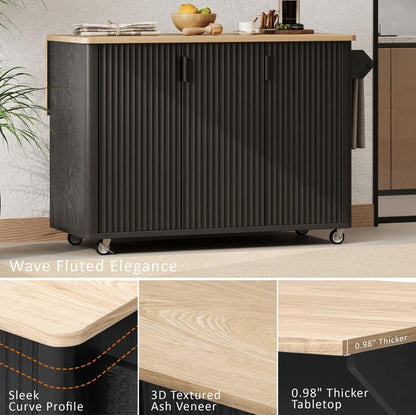 Kitchen Island with Drop Leaf with Drop Leaf Internal Storage Rack, Kitchen Island Cart with Wheels Towel Rack， for Kitchen, Dining Room, Black
