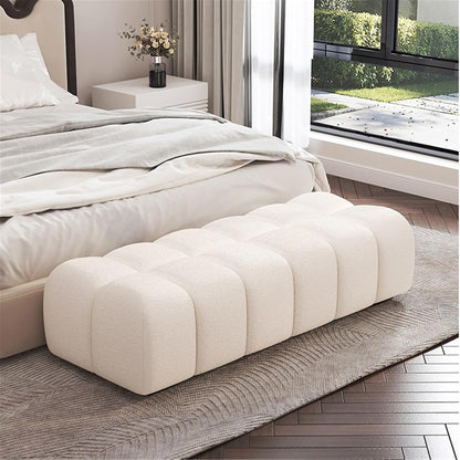 Modern Fabric Bed end Bench Long Bedroom Tatami Mat Dressing Room Sofa Wooden Shoe Changing Stool Entryway(Medium)