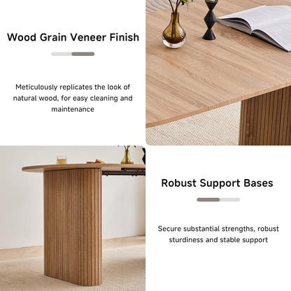 70.8" Modern Dining Table for 6 8 People Farmhouse Kitchen Dinner Table with Large Tabletop Dining Room Table for Dining Living Room Apartment Office Home (Natural)