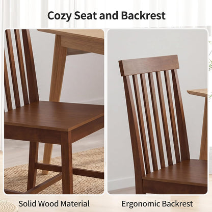 DUHOME Solid Wood Dining Table Set for 4, 5-Piece Farmhouse Kitchen Table Chairs Set of 4,Table and 4 Chairs Set for Small Space&Apartment, Dining Room, Breakfast Nook,Brown
