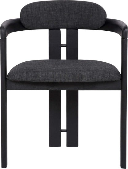 Armen Living Jazmin Contemporary Dining Chair in Black Brushed Wood Finish and Charcoal Fabric - Set of 6