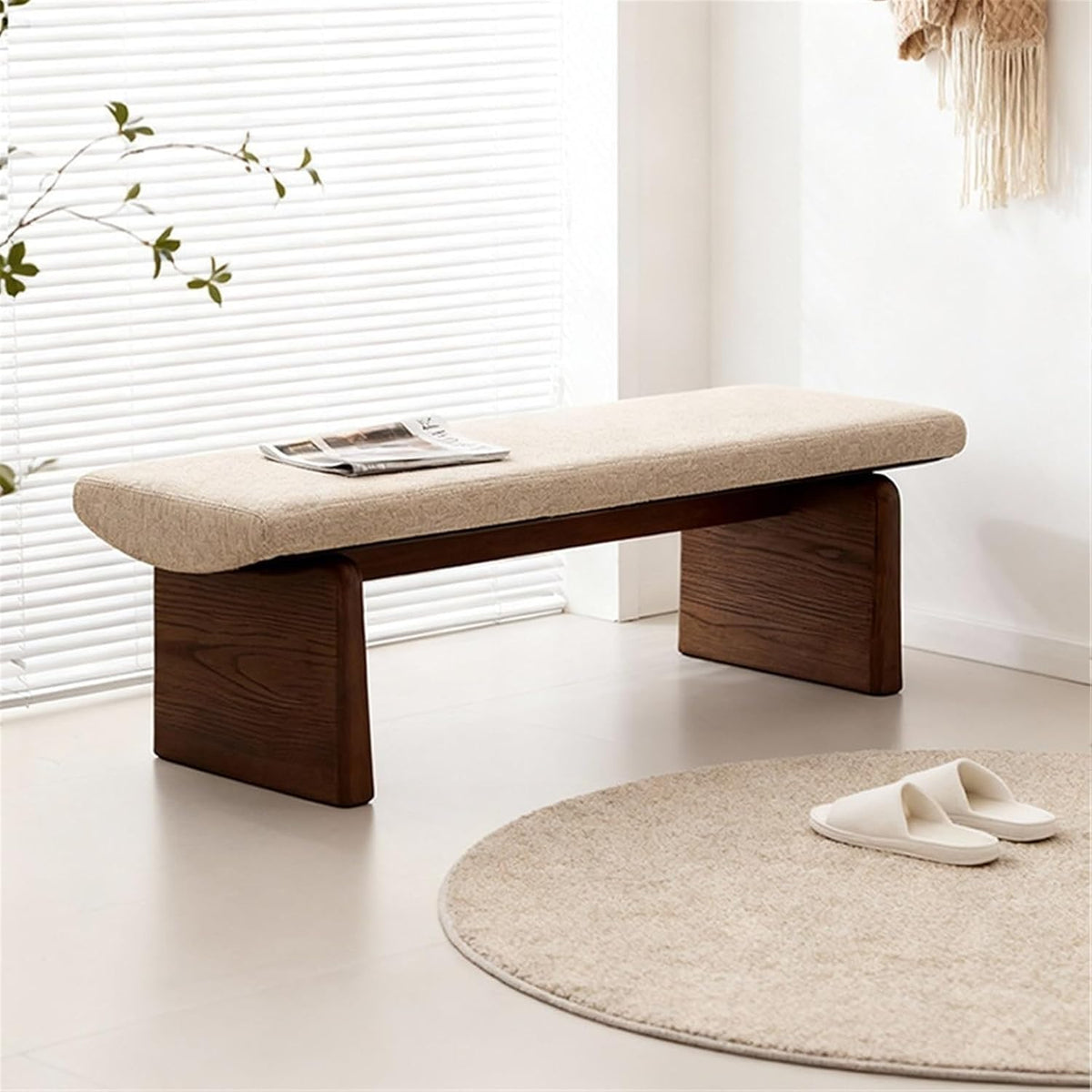 Modern Wooden Sofa Bedroom Bed end Bench Hotel Leisure Entryway(XXL)