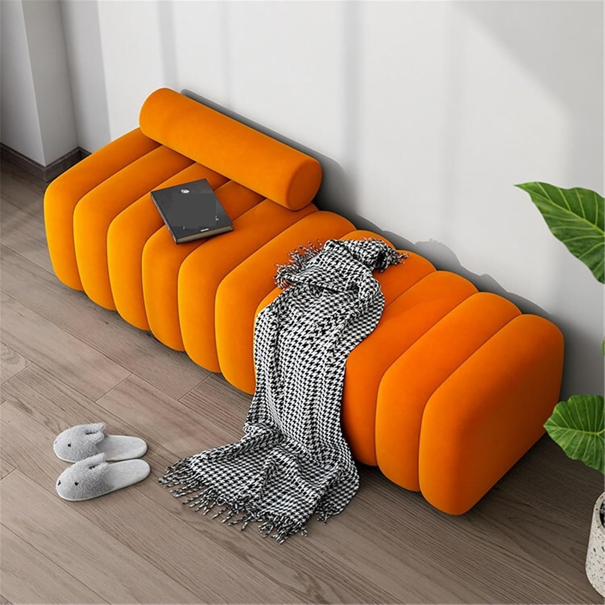 Modern Long Bench with Backrest for Changing Shoes Bedroom Bed end Walk-in Closet Rest Area Entryway(XL)