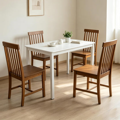 DUHOME Solid Wood Dining Table Set for 4, 5-Piece Farmhouse Kitchen Table Chairs Set of 4,Table and 4 Chairs Set for Small Space&Apartment, Dining Room, Breakfast Nook,Brown