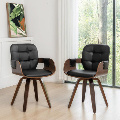 Swivel Dining Chairs, Mid Century Modern Chairs with Arms and Curved Back