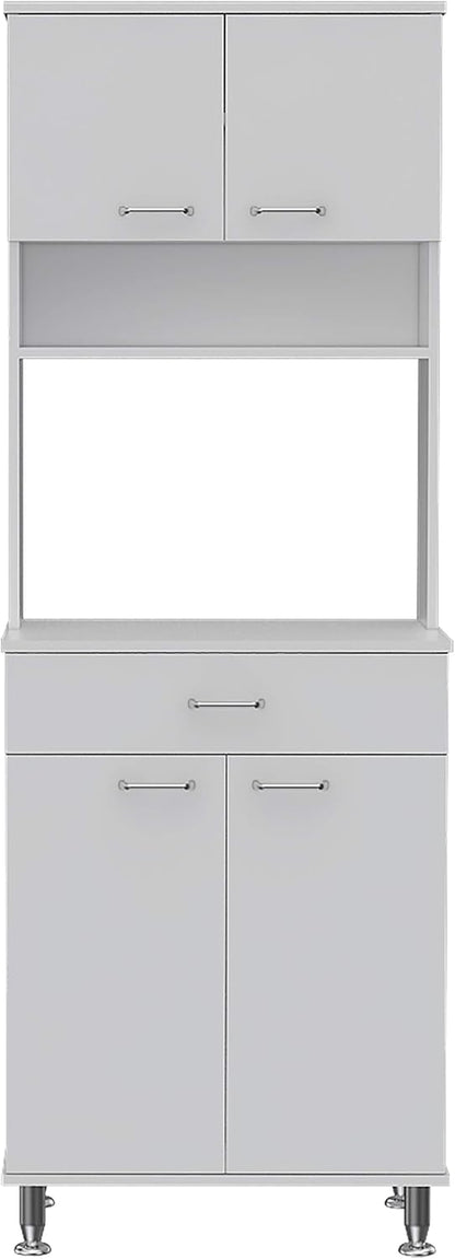 Kitchen Pantry with Countertop, Closed & Open Storage -White