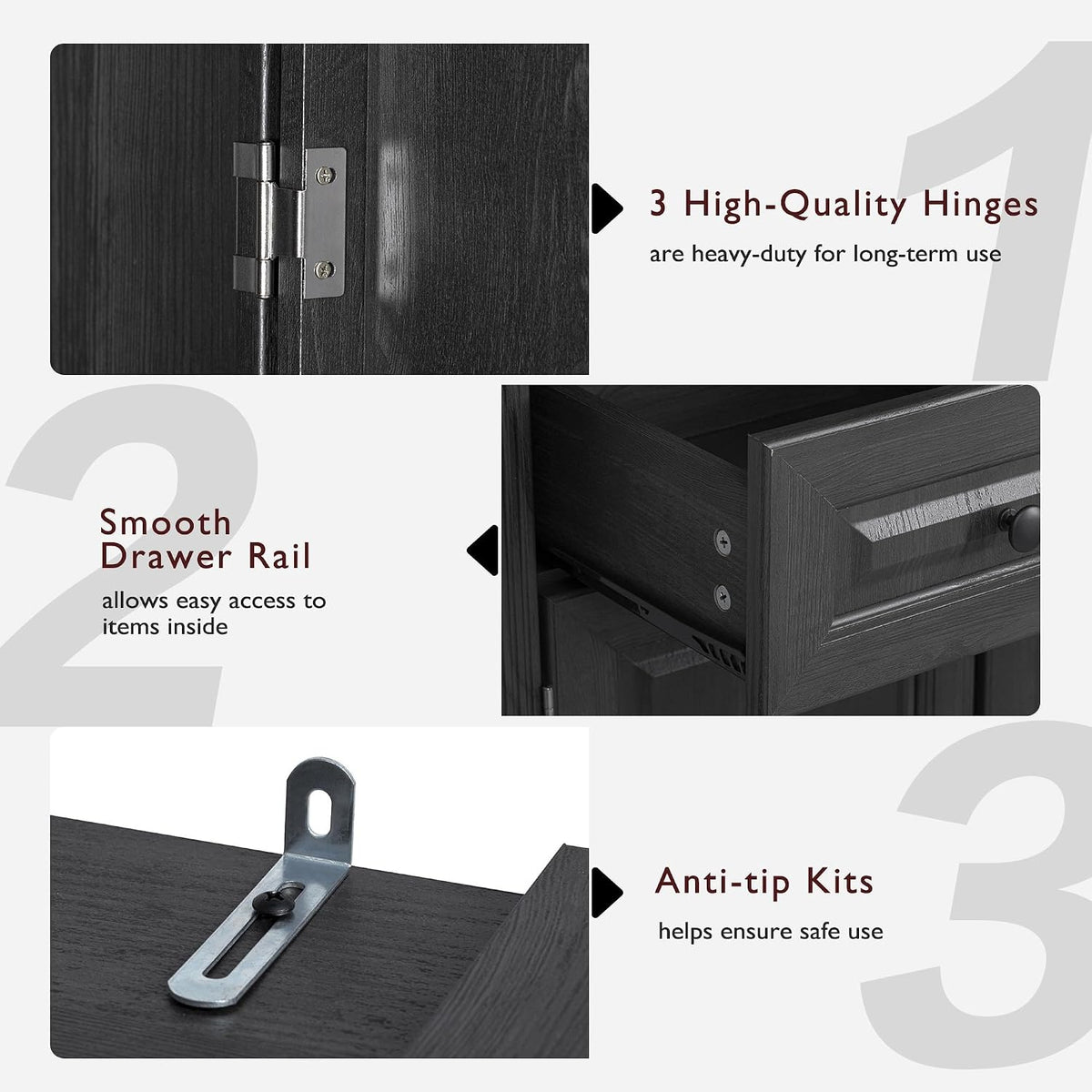 71" Tall Kitchen Pantry Cabinet with 3 Pull Out Organizers, Farmhouse Storage Cabinet with 6 Door Shelves,2 Drawers,Freestanding Cupboard for Kitchen Dining Room (Black-@01)