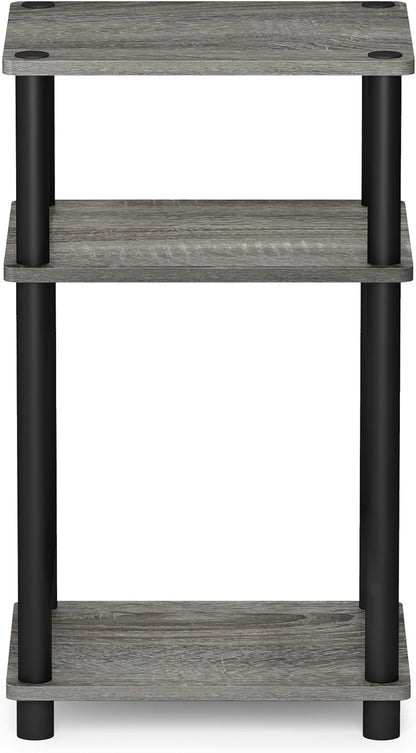 Furinno JUST Side Table, 3-Tier End Table, Open Shelves Night Stand, Bedside Table, Toolless Assembly, for Living Room, Bedroom, Bathroom, French Oak