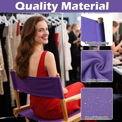 STAY GENT Director's Chair Canvas Replacement Kit 21"L x 8"W - 21"L x 16.5"W Replacement Canvas Durable Cotton Canvas Seat & Back Covers for Makeup, Movie, Show, Outdoor Patio Stools, 1 Set Purple