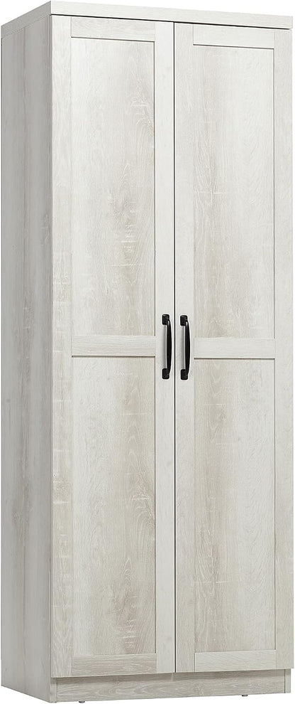 63" 2-Door Kitchen Pantry, Freestanding Storage Cabinet with 5-Tier Shelving and 2 Adjustable Shelves for Dining Room, Antique White