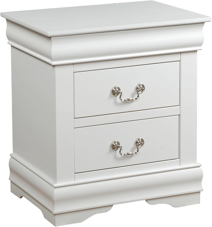 Knocbel Traditional Nightstand End Tables Side Table with 2 Drawers and Metal Handles for Bedroom Living Room Entryway, Fully Assembled, 21" W x 15" D x 24" H White