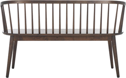 SAFAVIEH Furniture - Blanchard Spindle Bench - Dark Walnut - Solid Wood - Classic Windsor Design - Ideal for Entryway, Bedroom, Dining Room, 17.8" Seat Height (BCH8500G)