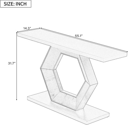 Modern Entryway Table with Innovative Hollow Hexagon Leg Structure and Premium Fir Veneer Finish for Sophistication,Suitable for Hallway, Entryway, Living Room