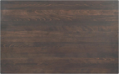 Flash Furniture Bennett 30" x 48" Solid Wood Commercial Indoor Tabletop in Dark Brown with Dual 5" x 22" Dining Height Black Cast Iron T Bases, 400 lb. Static Capacity
