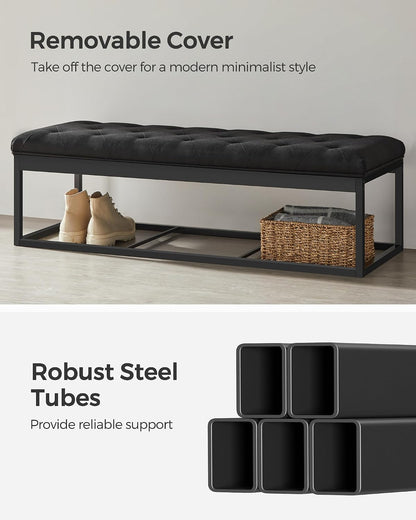 SONGMICS Storage Ottoman Bench, Foot Rest with Legs, Load up to 661.4 lb