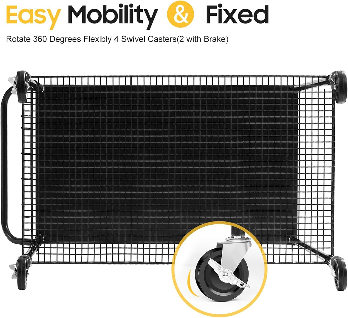 WDT 2-Tier Utility Cart with Wheels, Metal Cart with 1000LBS Capacity, NSF Heavy Duty Rolling Cart, Commercial Grade Serving Tool Storage Carts for Warehouse Garage Kitchen, 24"D x 40"W x 39"H, Black