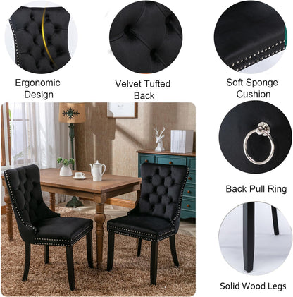 63"-78.7" Extendable Dining Table Set of 6, Rustic Brown Kitchen Dining Table & 6 Upholstered Velvet Chairs with Wood Leg, Modern 7 Piece Wood Expandable Kitchen Table Set
