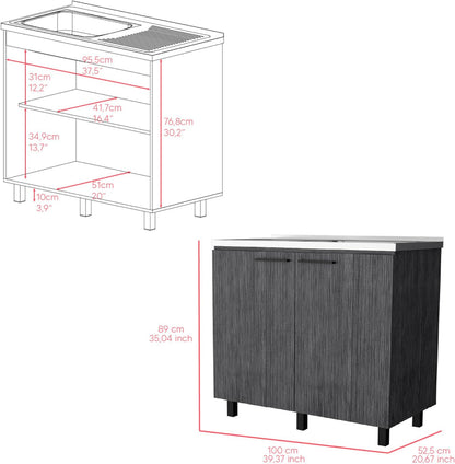 Utility Sink Cabinet Burwood, Kitchen, White