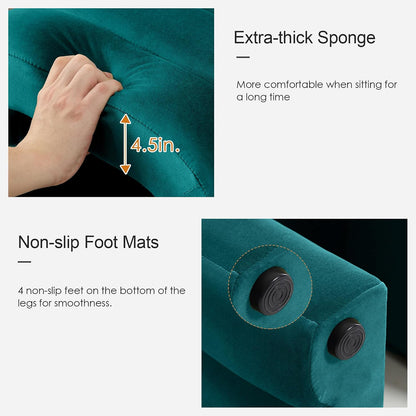 Multi-Functional Ottoman Stool, Footrest for Couch, Modern Vanity Stool for Make-up Room, Living Room and Entryway, Small Cute Footstool (Teal Velvet)