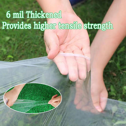 12FTx26FT Greenhouse Plastic Sheeting, 6 Mil Thick Clear Polyethylene Film, Waterproof Wind Frost Dust UV Resistant Green House Plastic Covering for Outdoor Plant, Garden, (12ft x 26ft)