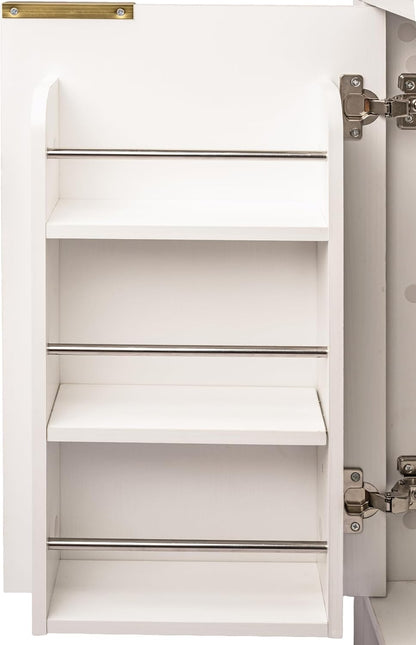 71" Fluted Tall Arched Kitchen Pantry Cabinet with Glass Doors, Farmhouse Storage Cabinet with Adjustable Shelves & Hidden Drawer, Freestanding Cupboard Console for Living Room, Dining Room (White)