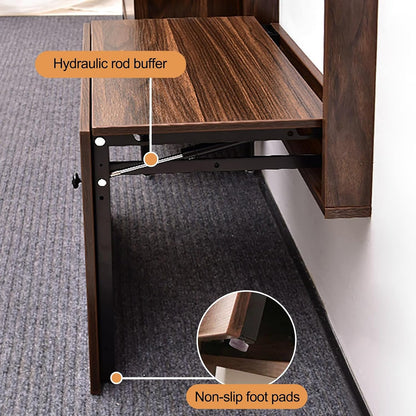 Wall Mounted Shoe Changing Stool Space Saving Hidden Chair Wall Stools, with Handrail and Non-Slip Mat, Shoe Changing Stool for Entryway Hallway