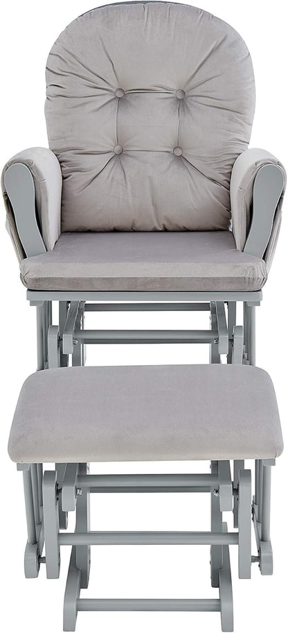 GOWE Mason Glider and Ottoman Gray Wood and Light Gray Fabric
