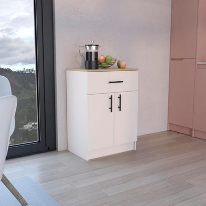 Multistorage Pantry Cabinet, One Drawer, Two Interior Shelves Ivory - Natural Oak