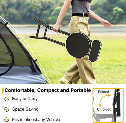 Folding Stool with Back Support, 24 Inch Portable Collapsible Bar Stool | with Padded Seat, Cushioned Foldable Chair for Kitchen, Camping, Adults & Indoor Outdoor Use