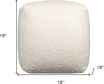 HomeRoots 18" Ivory Polyester Cube Outdoor Pouf Ottoman