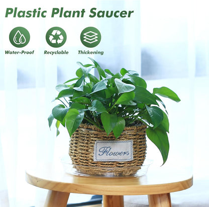 20 Pack 14 Inch Plant Saucer Clear Plant Saucers for Outdoors Plants Drip Trays Extra Large Pot Saucer No Holes Pot Saucers Planter Trays for Outdoor Plants Bulk Plastic Tray for Flower, Potted Tree