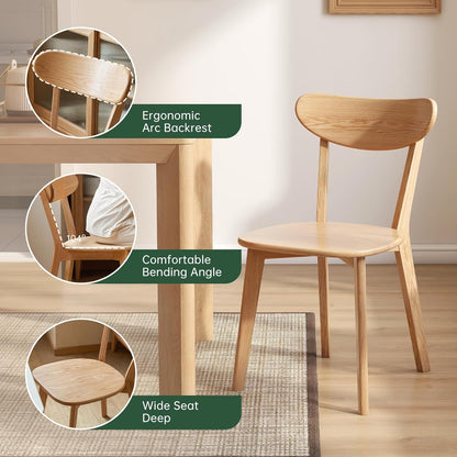 Dining Chairs, Kitchen Chairs, 100% Oak Solid Wood Modern Chair with Curved Backrest Kitchen & Dining Room Chairs Modern Chair for Living Room (Walnut, 6 Pack)
