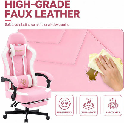 Mistpeople Gaming Chair, Ergonomic High Back Computer Chair with Footrest, Lumbar Support & Pocket Spring Cushion, Comfortable Swivel Home Office Desk Chair for Adults