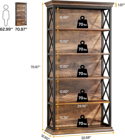 Tribesigns 6-Tier Bookcase, 71 Inches Industrial Bookshelves and Bookcase