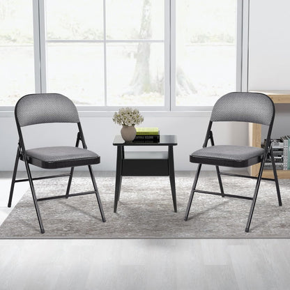 GIANTEX 6-Pack Folding Chairs Set - Waiting Room Chairs with Metal Frame, Fabric Upholstered Padded Seat, Foldable Party Chair Set, Event Chair, Folding Guest Chairs Set of 6, Grey