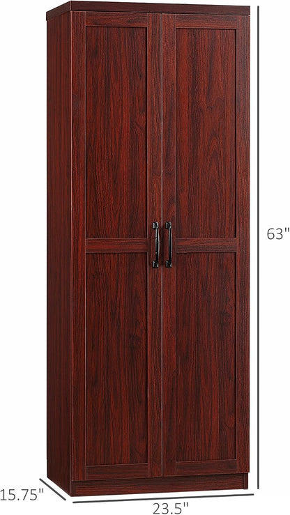 HOMCOM 63" 2-Door Kitchen Pantry 5-Tier Espresso | Freestanding Storage Cabinet, Shelving, 2 Adjustable Shelves, for Dining Room