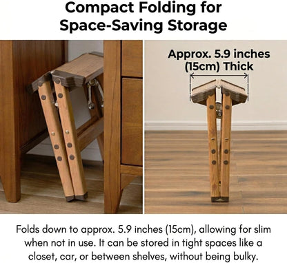 AZUMAYA PC-401 Folding Step 11.5" Inches Height Aluminum Frame Material, W13.0 x D11.0 x H11.5, Wooden Pattern Printed Surface Finish