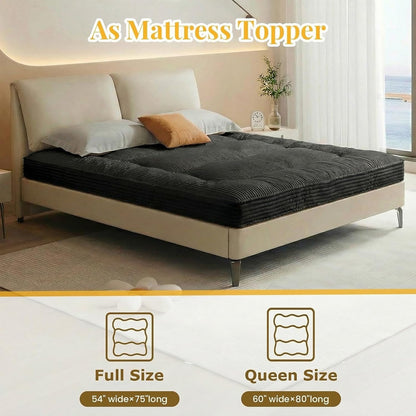 cidludto Japanese Futon Mattress Full Size Foldable, 4" Floor Mattress Futons Sofa Couch Bed for Adults, Thicker Tatami Mat Sleeping Pad, Floor Futons Cushions, Black