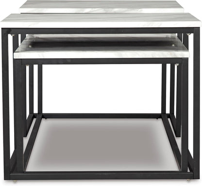 GTU Furniture Contemporary Engineered Wood Rectangular 3-Piece Coffee Table Set, Cocktail Table with 2 Matching End Tables, Gray/Black Finish for Living Room