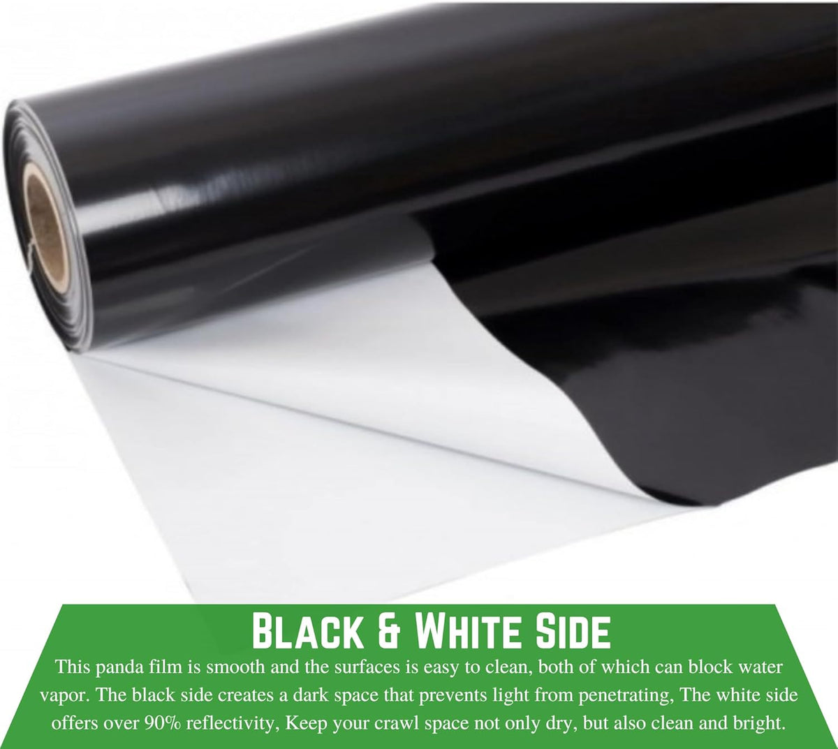 Farm Plastic Supply - Crawl Space Vapor Barrier, 20 mil - Thick Plastic Sheeting, Drop Cloth Moisture Barrier for Crawl Space Encapsulation, Heavy Duty Polyethylene, Black & White Film (24' x 50')